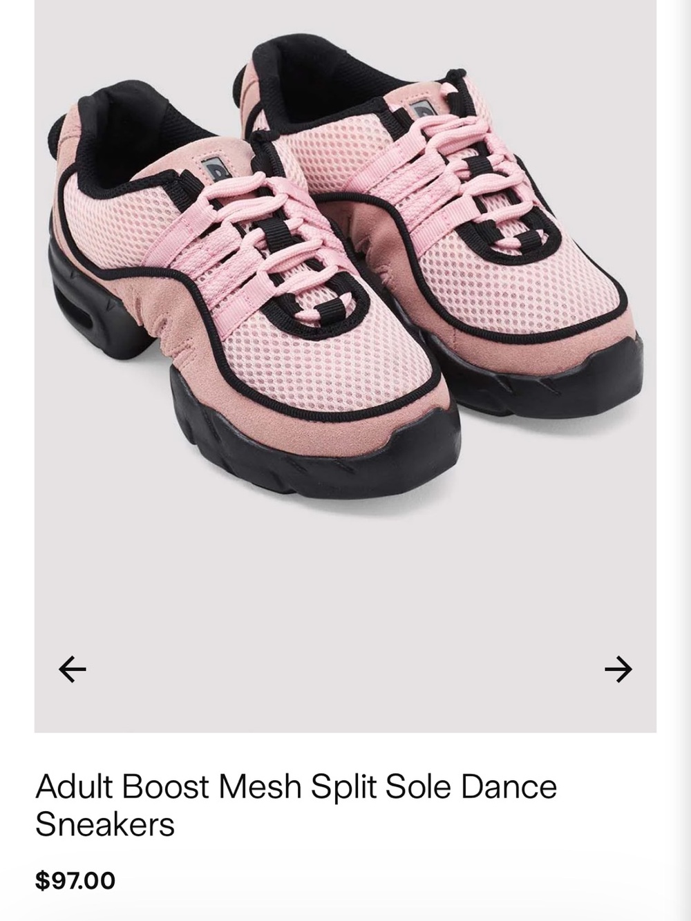 Excellent used condition Bloch Pink Mesh and Suede Dance Sneaker